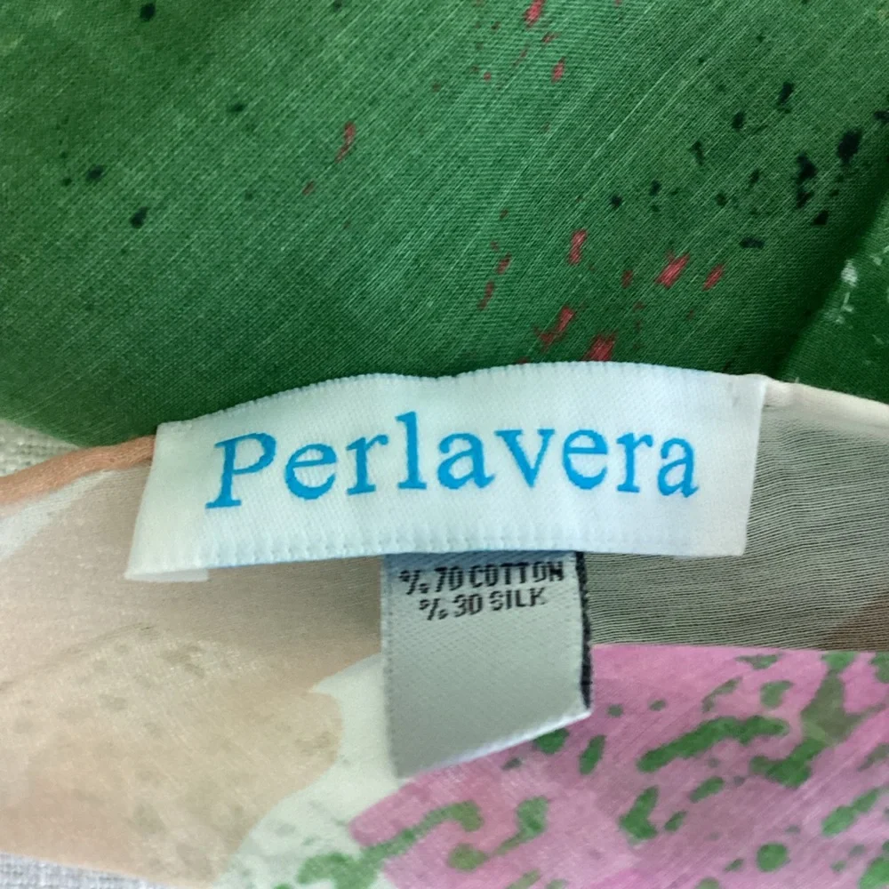 Perlavera Scarf Large Cotton Silk Blend Rolled Edges Geometric Modern Print